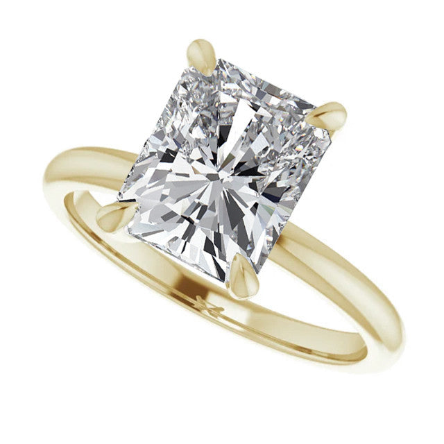 Emerald / Radiant Moissanite Solitaire Ring