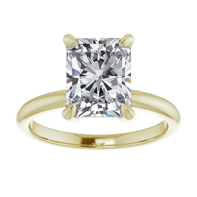 Emerald / Radiant Moissanite Solitaire Ring
