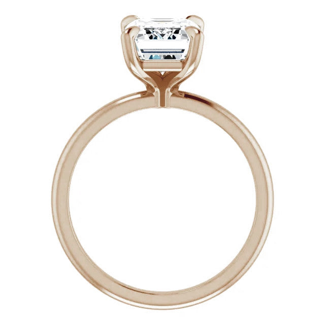 Emerald / Radiant Moissanite Solitaire Ring