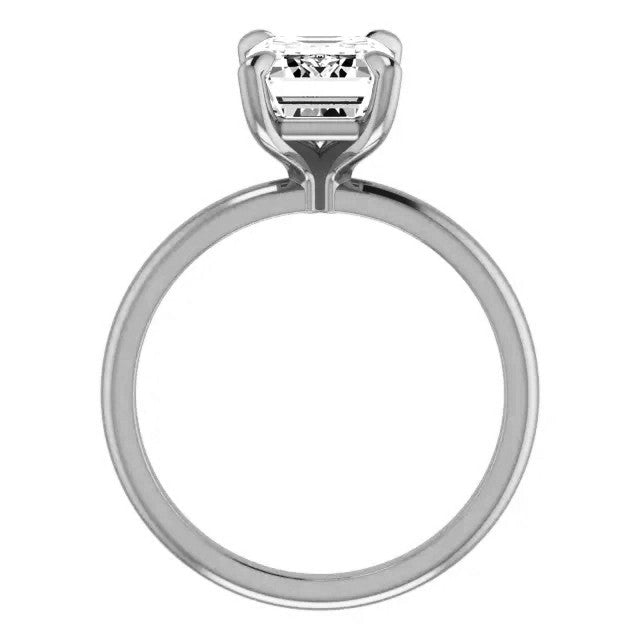 Emerald / Radiant Moissanite Solitaire Ring
