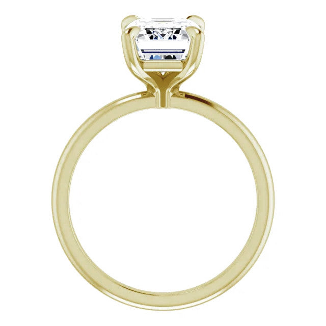 Emerald / Radiant Moissanite Solitaire Ring