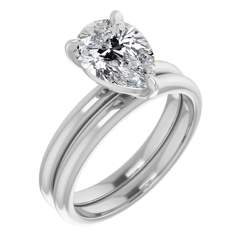 Pear Moissanite Solitaire Ring
