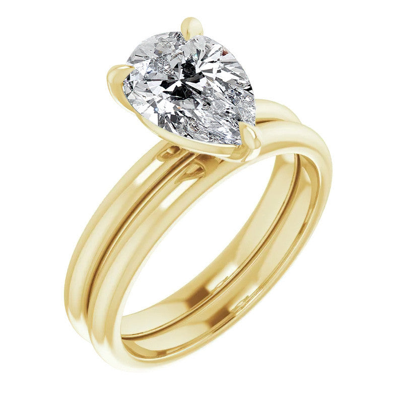 Pear Moissanite Solitaire Ring