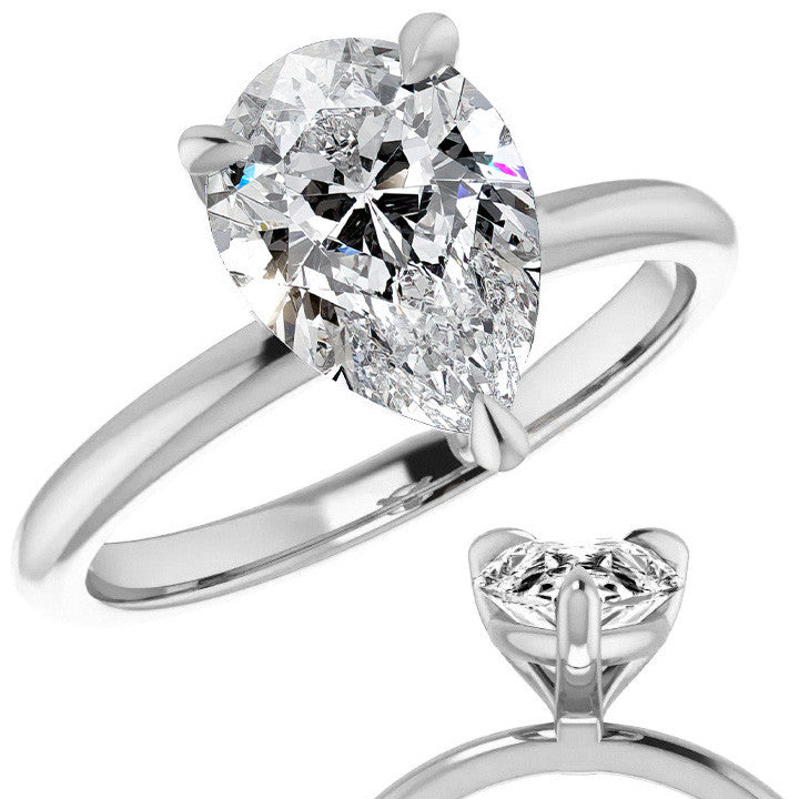 Pear Moissanite Solitaire Ring