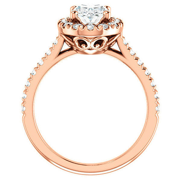 Oval Moissanite Cathedral Engagement Ring with Halo