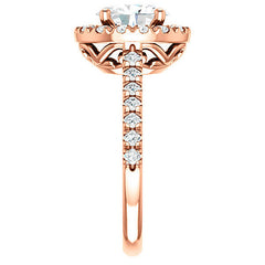 Oval Moissanite Cathedral Engagement Ring with Halo