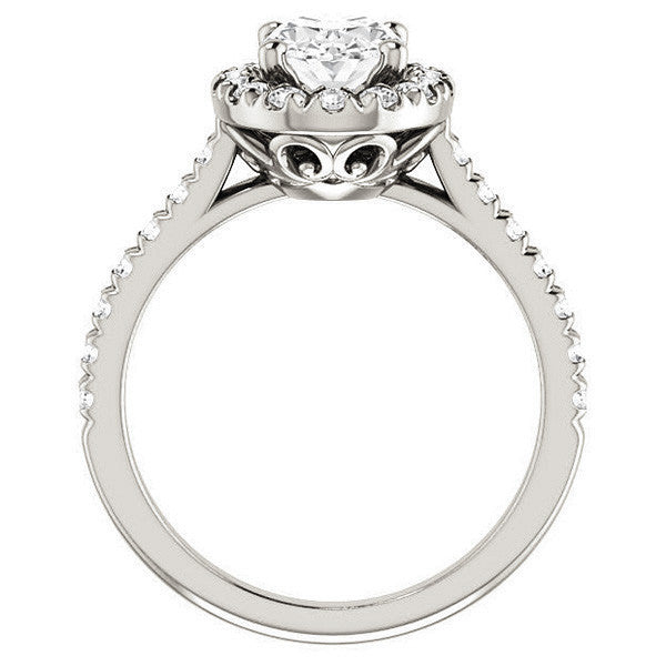 Oval Moissanite Cathedral Engagement Ring with Halo