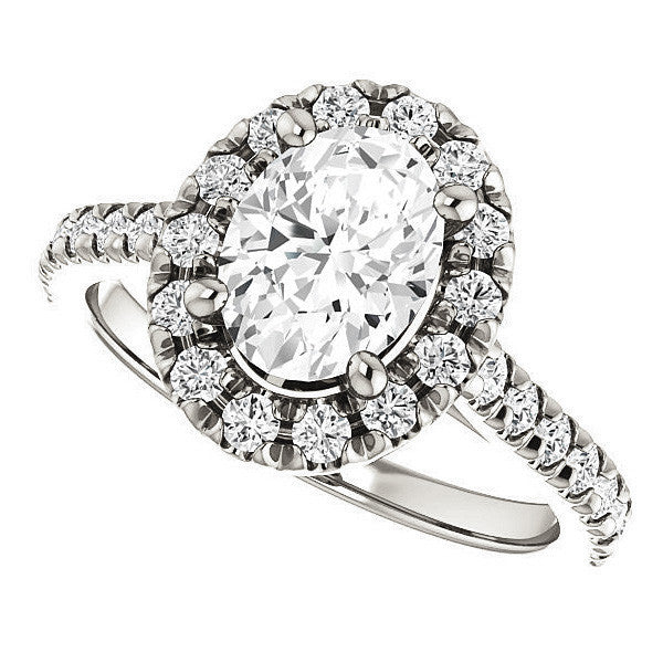 Oval Moissanite Cathedral Engagement Ring with Halo