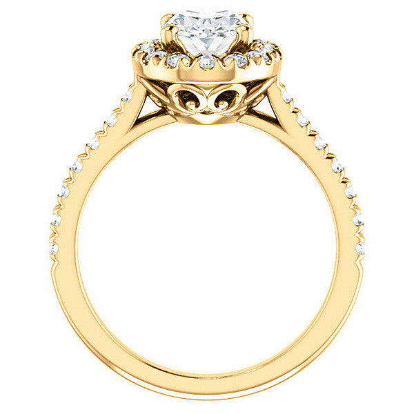 Oval Moissanite Cathedral Engagement Ring with Halo