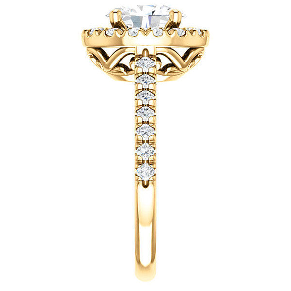 Oval Moissanite Cathedral Engagement Ring with Halo