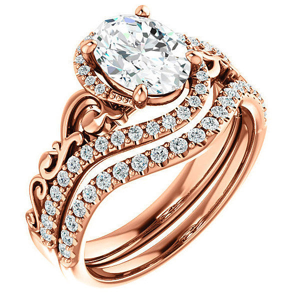 Oval Moissanite Bypass Engagement Ring