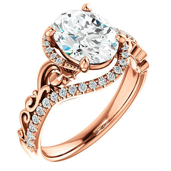 Oval Moissanite Bypass Engagement Ring