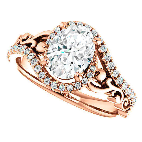 Oval Moissanite Bypass Engagement Ring