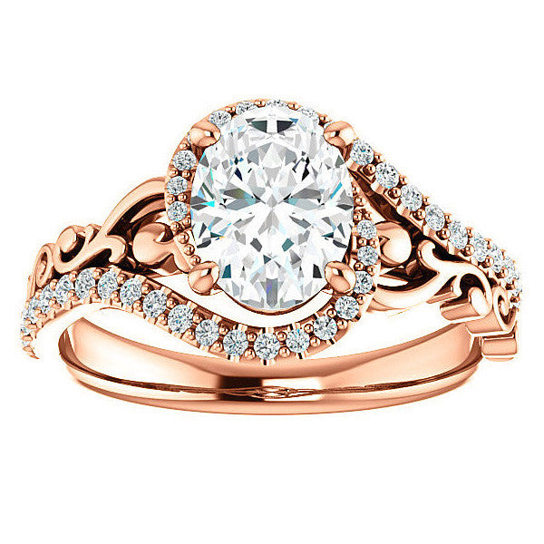 Oval Moissanite Bypass Engagement Ring