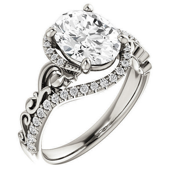 Oval Moissanite Bypass Engagement Ring