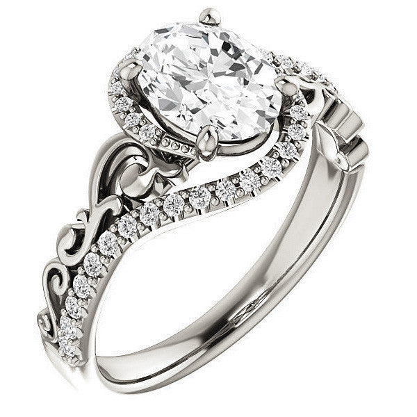 Oval Moissanite Bypass Engagement Ring