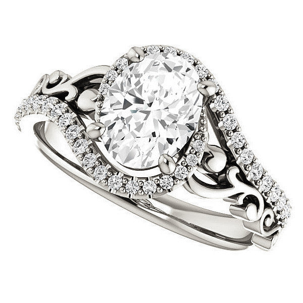 Oval Moissanite Bypass Engagement Ring
