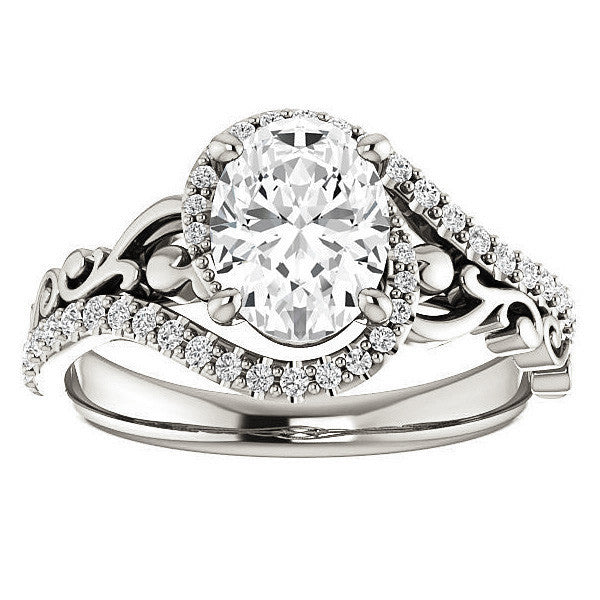 Oval Moissanite Bypass Engagement Ring