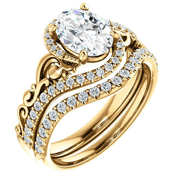 Oval Moissanite Bypass Engagement Ring