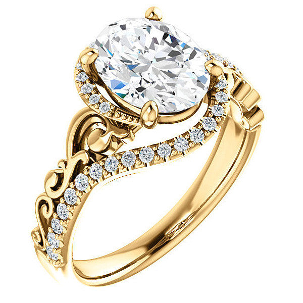 Oval Moissanite Bypass Engagement Ring
