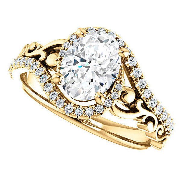 Oval Moissanite Bypass Engagement Ring