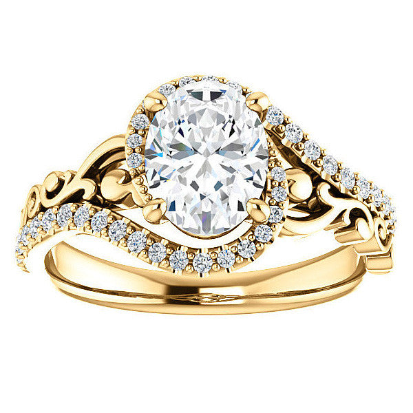 Oval Moissanite Bypass Engagement Ring