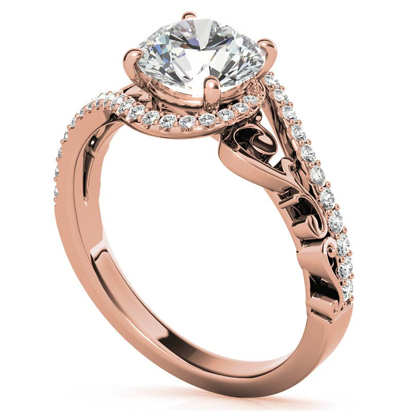 Round Moissanite Bypass Engagement Ring