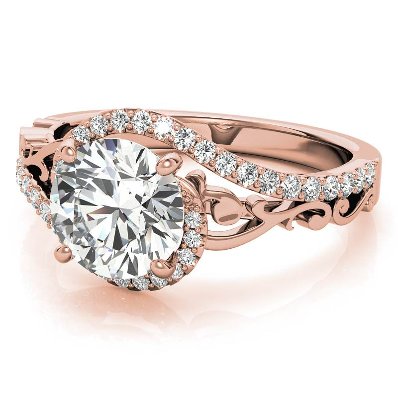 Round Moissanite Bypass Engagement Ring
