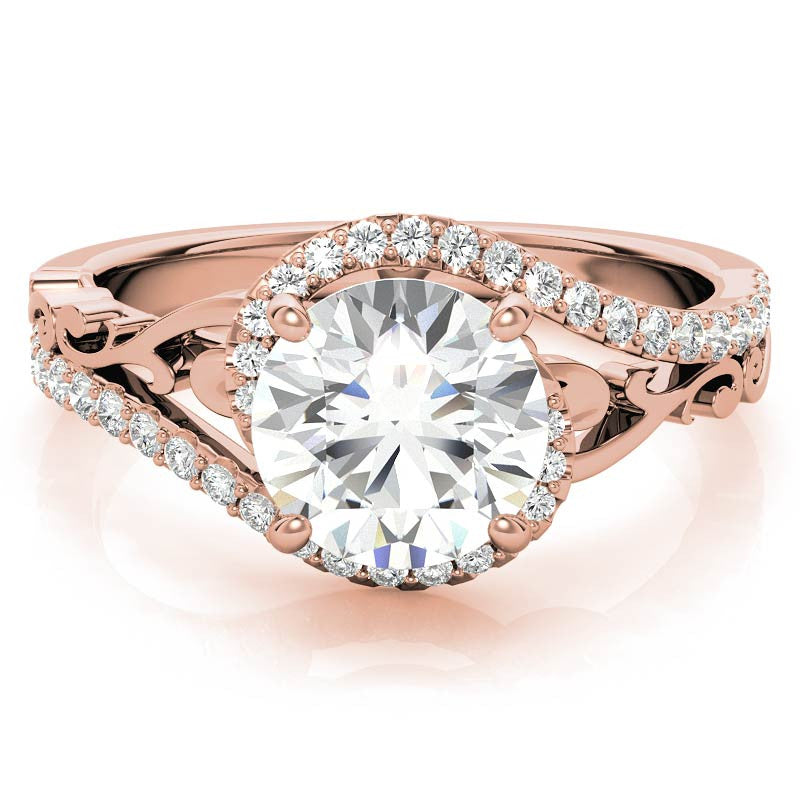 Round Moissanite Bypass Engagement Ring
