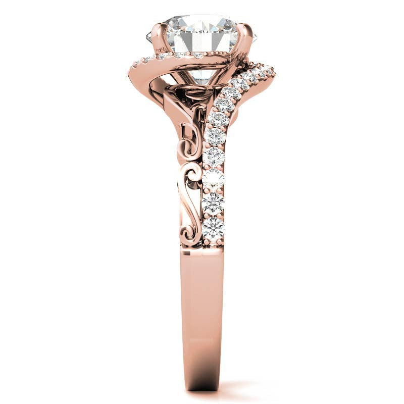 Round Moissanite Bypass Engagement Ring
