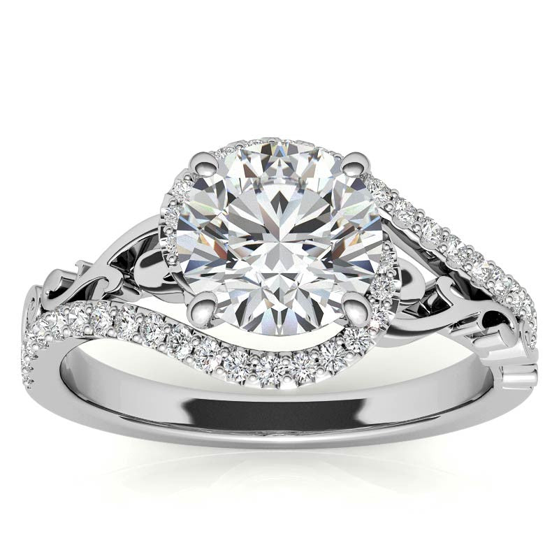 Round Moissanite Bypass Engagement Ring