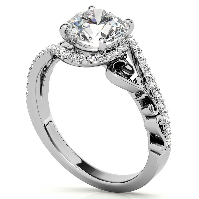 Round Moissanite Bypass Engagement Ring