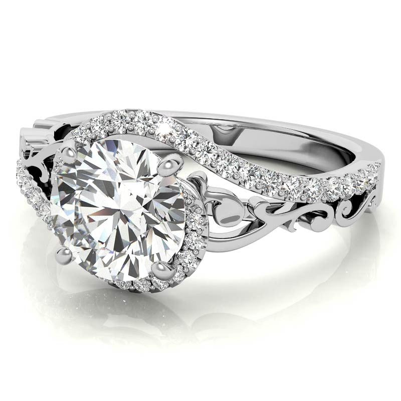 Round Moissanite Bypass Engagement Ring