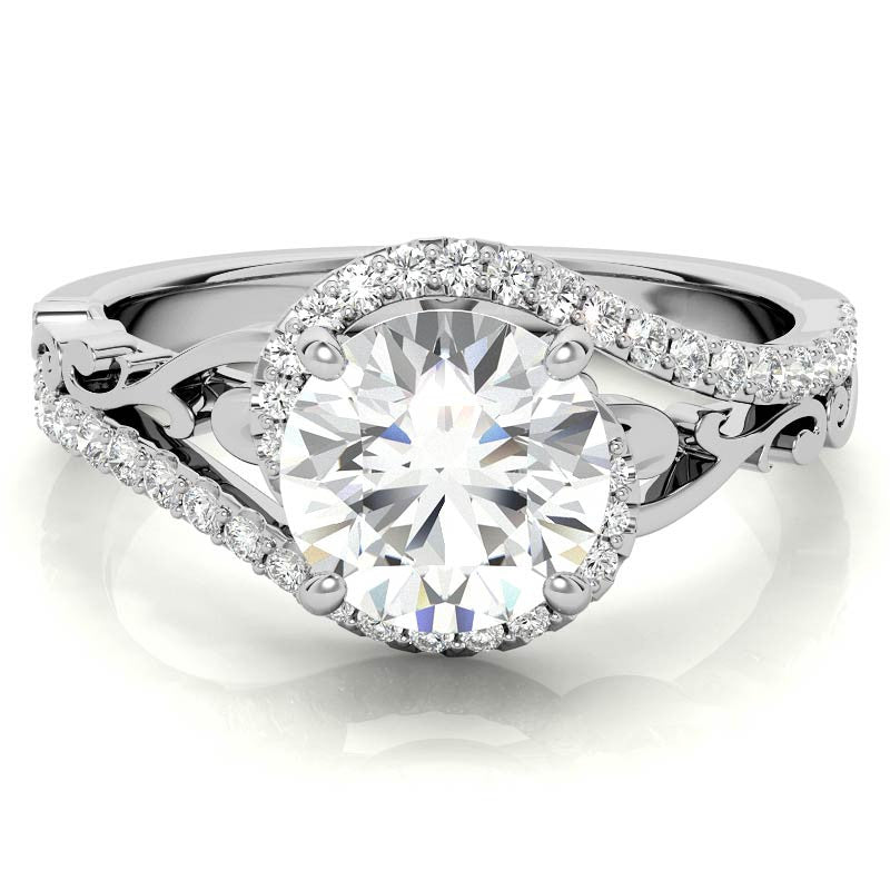 Round Moissanite Bypass Engagement Ring