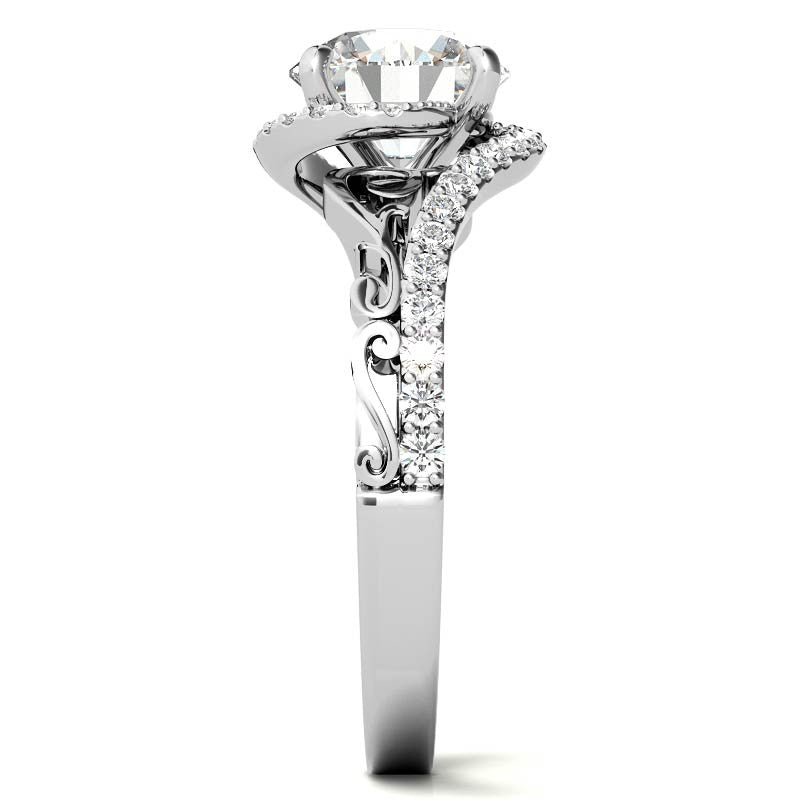 Round Moissanite Bypass Engagement Ring