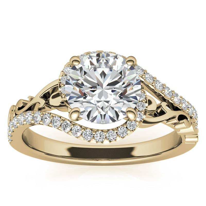 Round Moissanite Bypass Engagement Ring