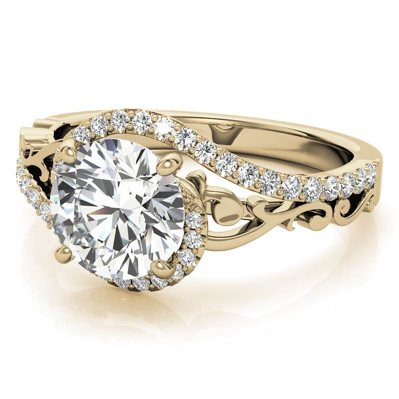 Round Moissanite Bypass Engagement Ring