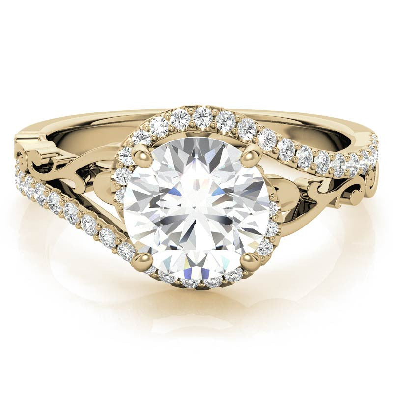 Round Moissanite Bypass Engagement Ring