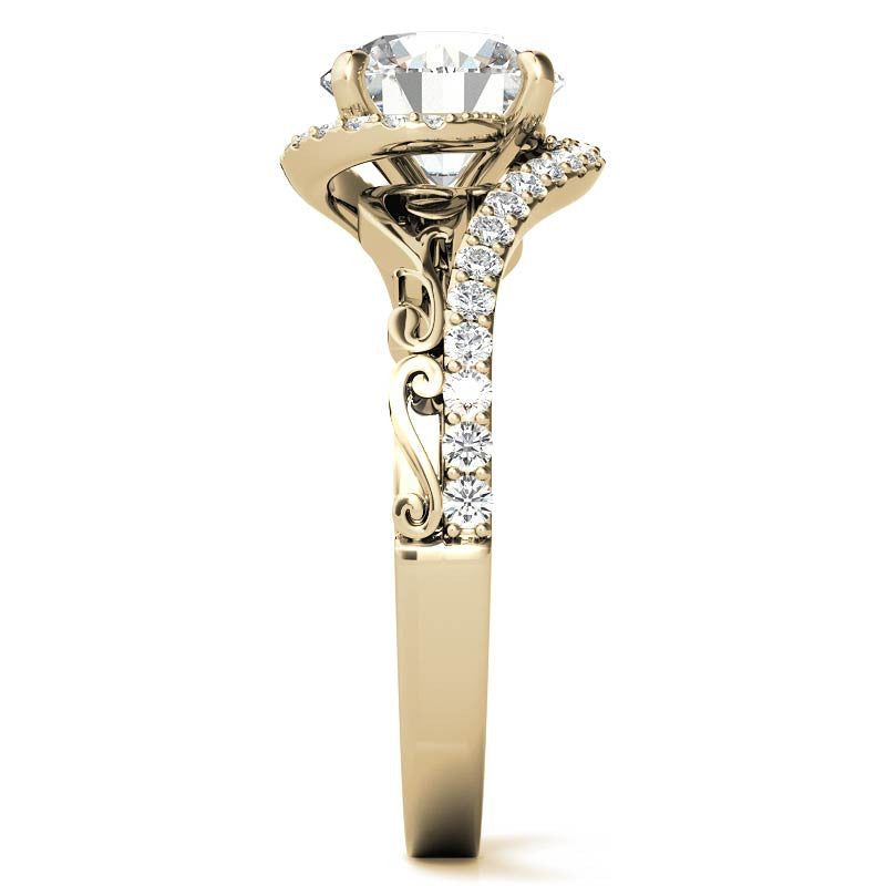 Round Moissanite Bypass Engagement Ring