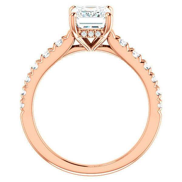 Emerald / Radiant Moissanite Engagement Ring