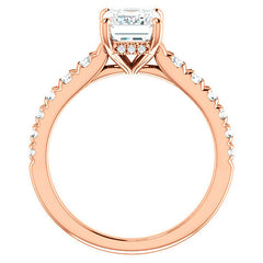 Emerald / Radiant Moissanite Engagement Ring