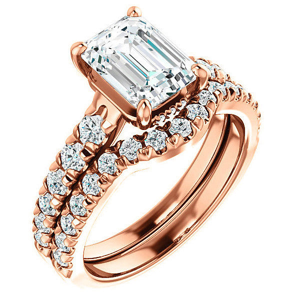 Emerald / Radiant Moissanite Engagement Ring