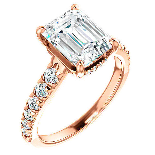 Emerald / Radiant Moissanite Engagement Ring