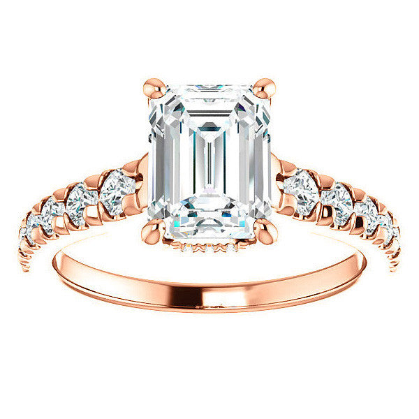 Emerald / Radiant Moissanite Engagement Ring