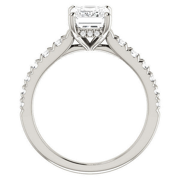 Emerald / Radiant Moissanite Engagement Ring