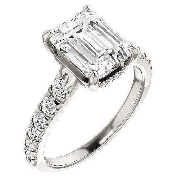 Emerald / Radiant Moissanite Engagement Ring