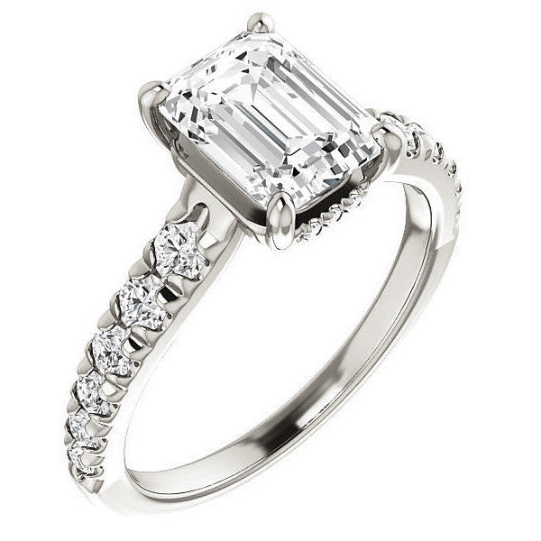 Emerald / Radiant Moissanite Engagement Ring