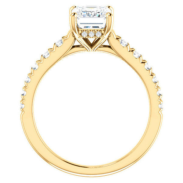 Emerald / Radiant Moissanite Engagement Ring