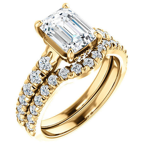 Emerald / Radiant Moissanite Engagement Ring