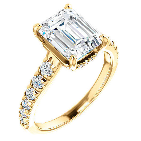 Emerald / Radiant Moissanite Engagement Ring